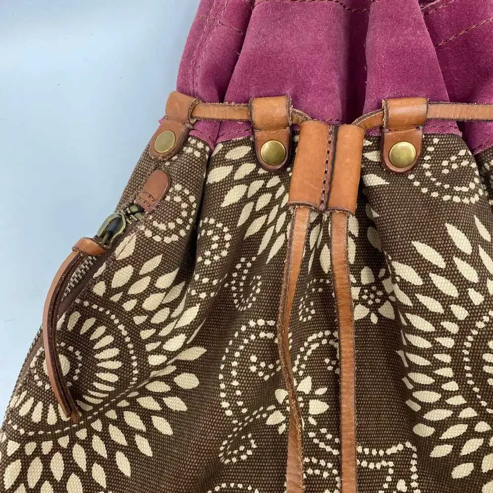 Lucky Brand Brown Purple Suede & Canvas Backpack | Women’s Regular